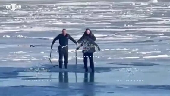 
В Петербурге полицейский и очевидец спасли провалившегося под лёд мужчину    